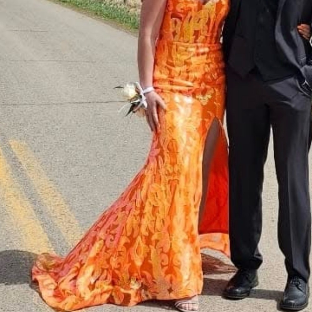 Elegant Orange Evening Gown